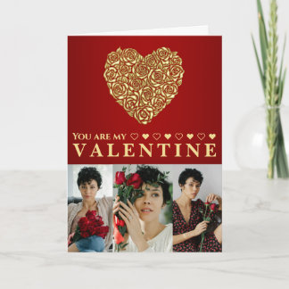 Carte Elegant You Are My Valentine Rose Heart Photo
