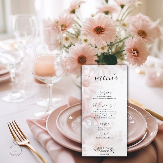 Carte Elegante acuarela rubor rosa margaritas (Créateur téléchargé)