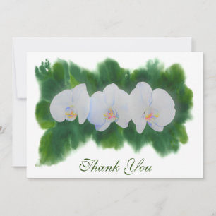 Carte Elégante aquarelle blanc orchidées tropicales
