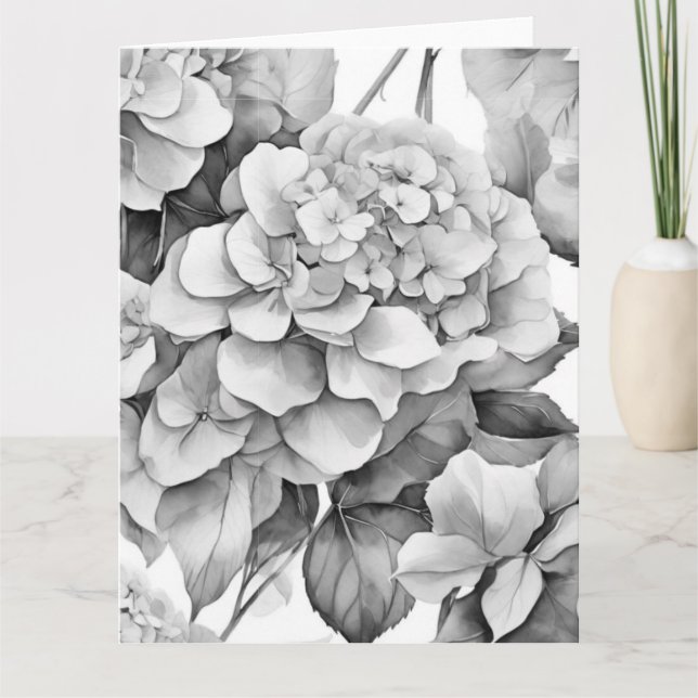 Carte Elégante aquarelle blanche grise noire (Devant)