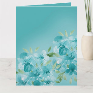 Carte Elégante aquarelle bleu bleu foncé Fleurs de champ