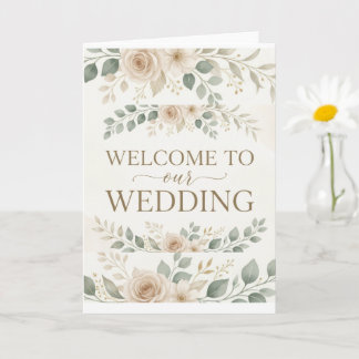 Carte Élégante Bienvenue Florale Aquarelle Mariage Accue