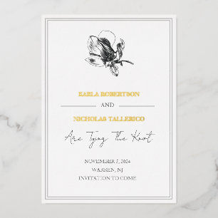 Carte Élégante Blanche Florale Foil pour Sauvegard