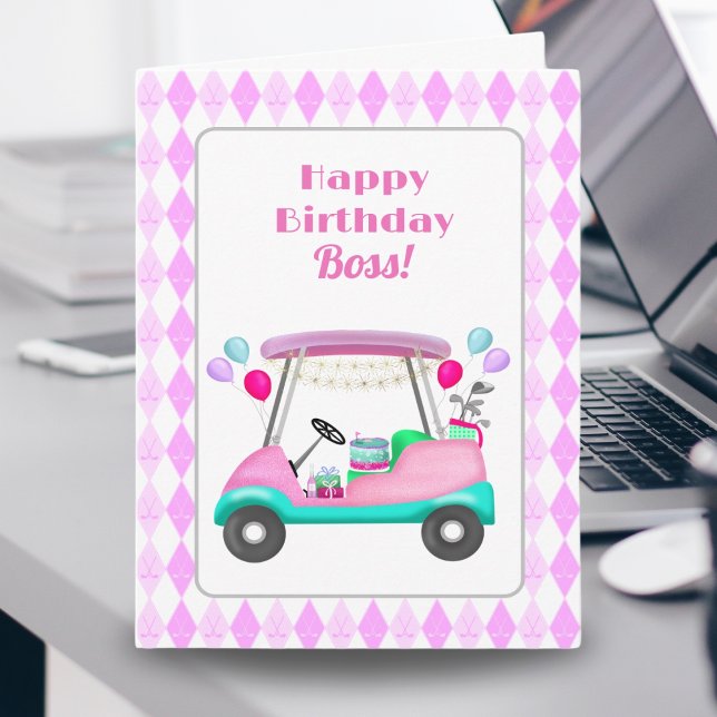 Carte Élégante Boss Femme Golf Party Panier Anniversaire (Créateur téléchargé)