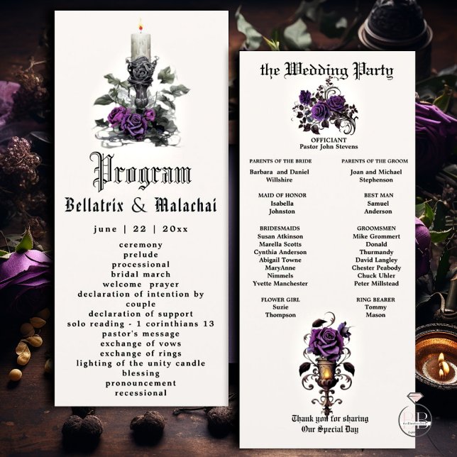 Carte Élégante bougie gothique Améthyste profond Rose po (Créateur téléchargé)