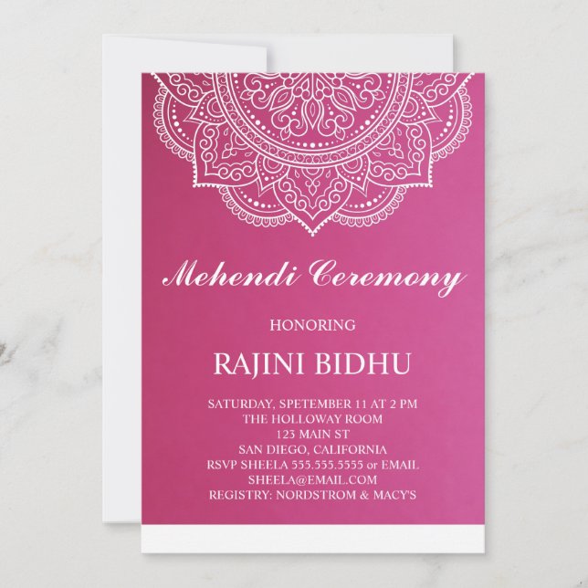 Carte Élégante cérémonie de la Mehndi indienne Paisley R (Devant)
