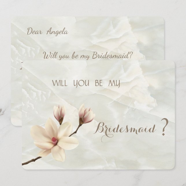 Carte Élégante Chic Magnolia Bridesmaid (Devant / Derrière)