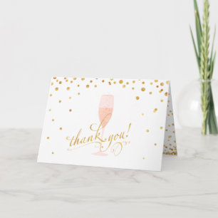 Carte Elégante Confetti d'or et Merci de Champagne