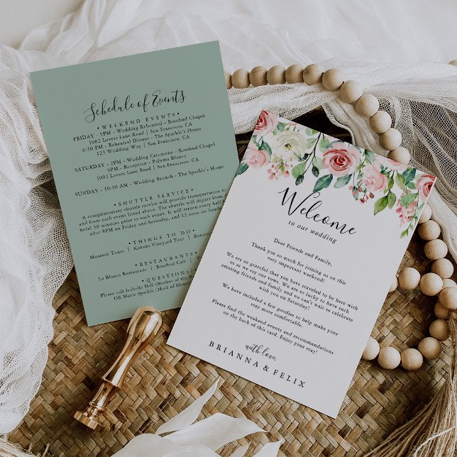 Carte Élégante Dainty Floral Mariage Bienvenue (Créateur téléchargé)