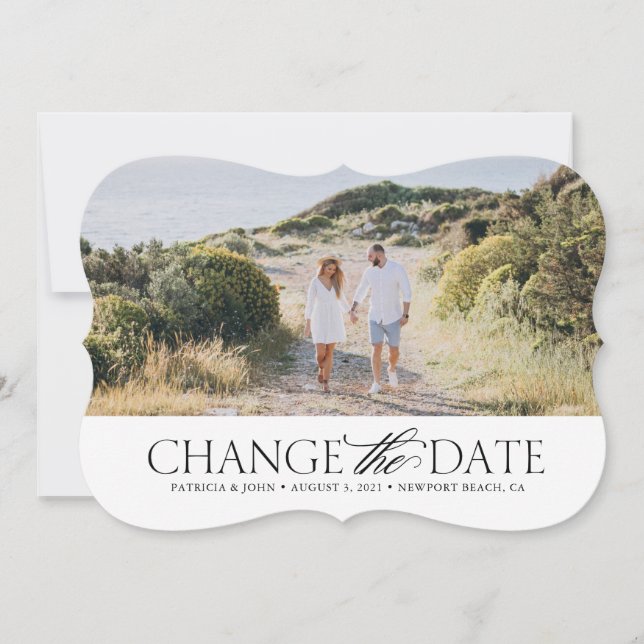 Carte Élégante de Changement de Date (Devant)