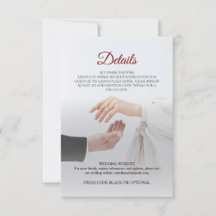 Carte élégante de détails de mariage avec photo en