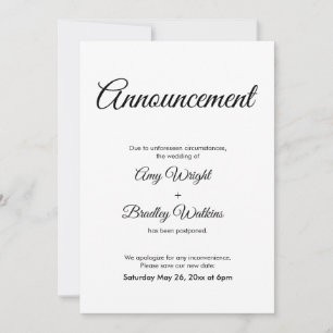 Carte élégante de Faire-part Mariage reportée