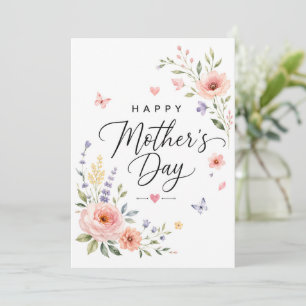 Carte élégante de fête des mères à motif floral aq