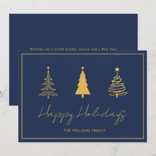 Carte élégante de fêtes joyeuses bleue