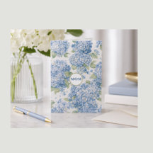 Carte élégante de fleurs d'hortensia bleu pour MAM