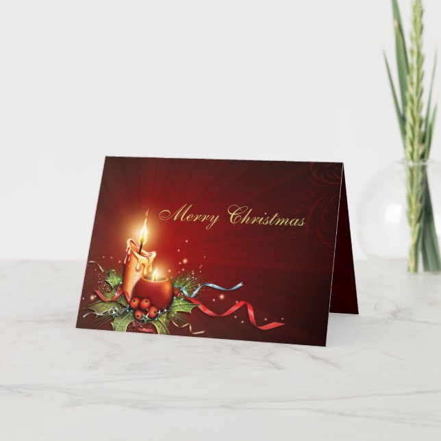 Carte élégante de lueur d'une bougie et de Noël de (Devant)
