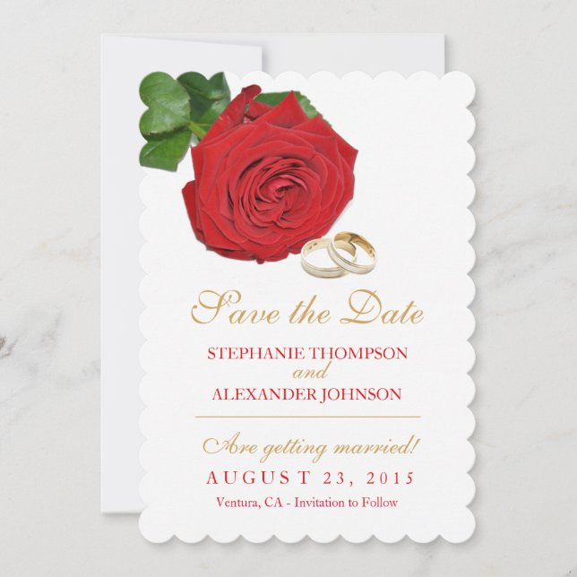 Carte Élégante de Mariage à l'Ours Rouge 'Save the (Devant)