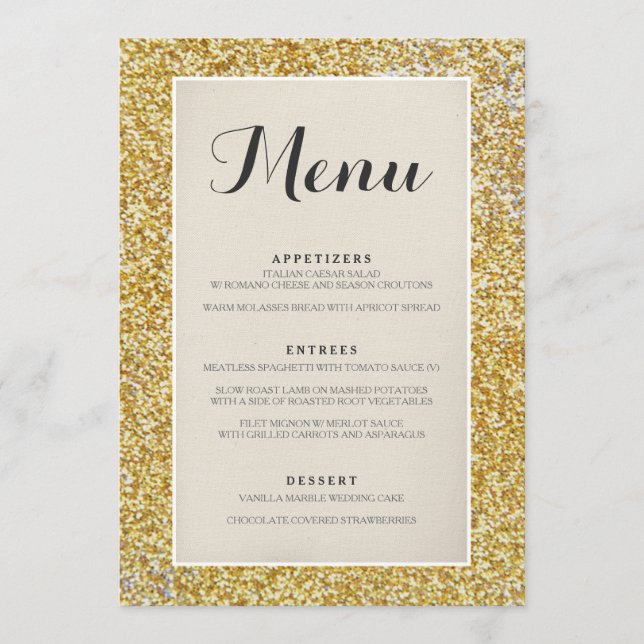 Carte élégante de menu de mariage de parties (Devant)