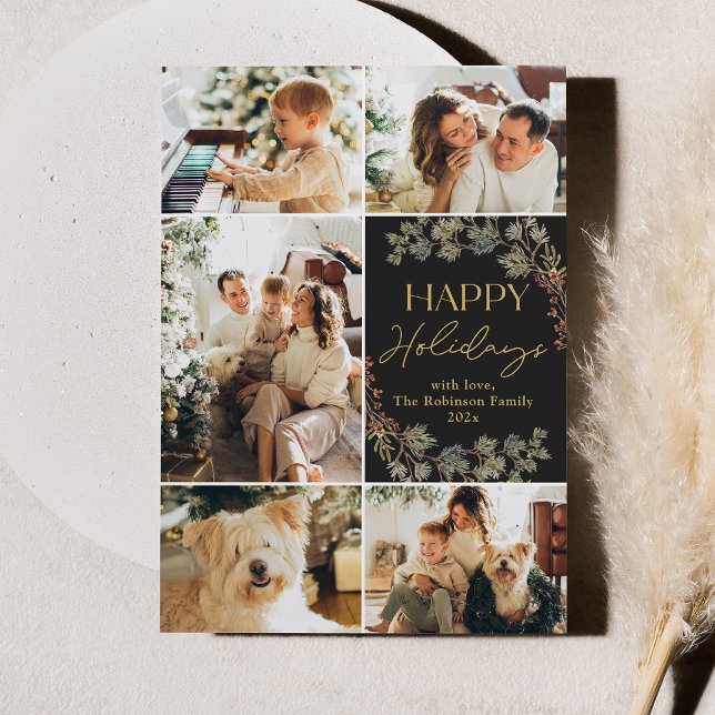 Carte élégante de Noël en or pour les fêtes de fin (Créateur téléchargé)