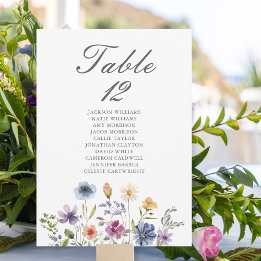 Carte élégante de numéro de table de mariage aux f