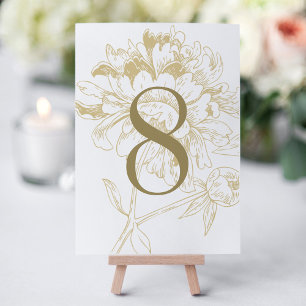 Carte élégante de numéro de table de mariage aux p