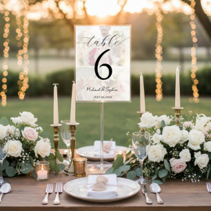 Carte élégante de numéro de table de mariage avec