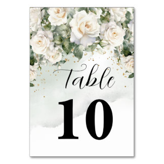 Carte élégante de numéro de table de mariage flora