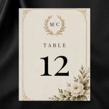 Carte élégante de numéro de table de mariage Luxe