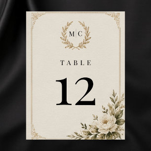 Carte élégante de numéro de table de mariage Luxe 