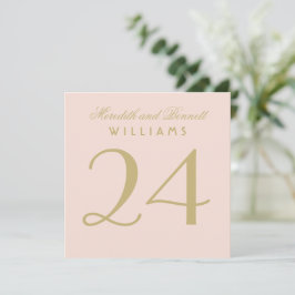 Carte élégante de numéro de table de mariage rose