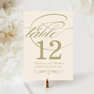 Carte élégante de numéro de table en calligraphie