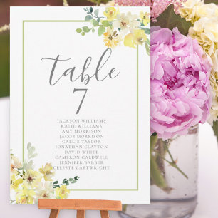 Carte élégante de plan de table de mariage aux fle