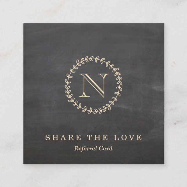 Carte élégante de référence de carré de monogramme (Devant)