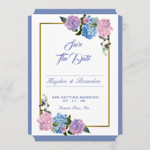 Carte élégante de sauvegarde de date d'hortensia