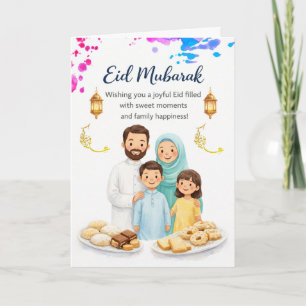 Carte élégante d'Eid al-Fitr pour la famille et le