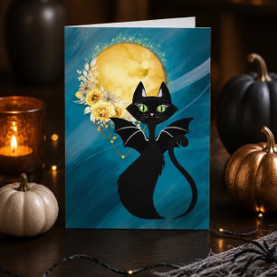 Carte élégante d'Halloween Chat noir Chat chau