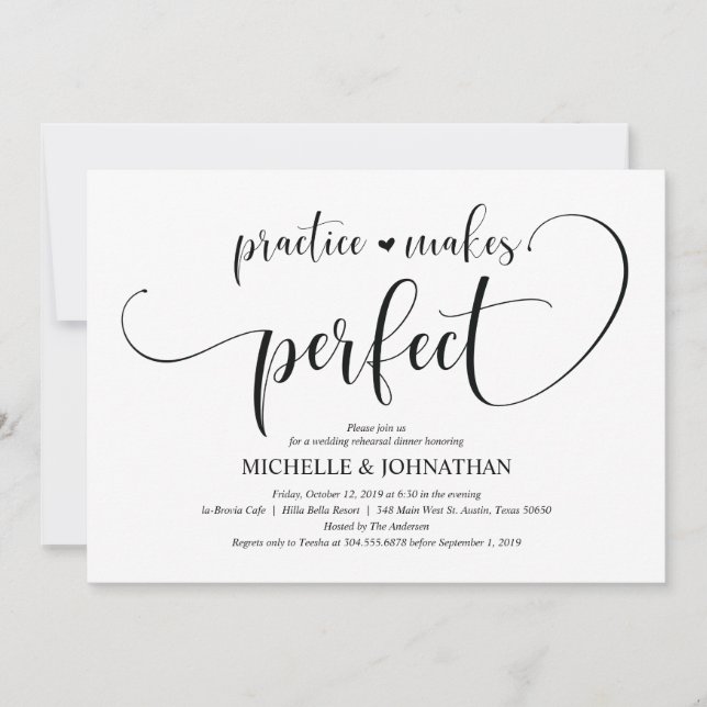 Carte élégante d'invitation de dîner de répétition (Devant)