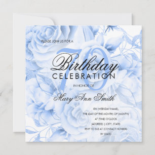 Carte Elégante fête d'anniversaire 70e Floral Navy Blue
