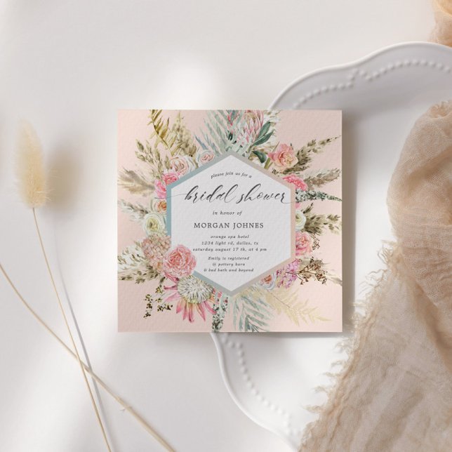 Carte Élégante Fête des mariées florale Bohème Blush (Créateur téléchargé)