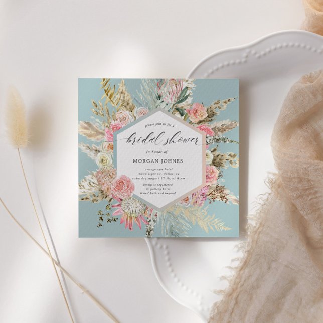 Carte Élégante Fête des mariées florale Bohème Blush (Créateur téléchargé)