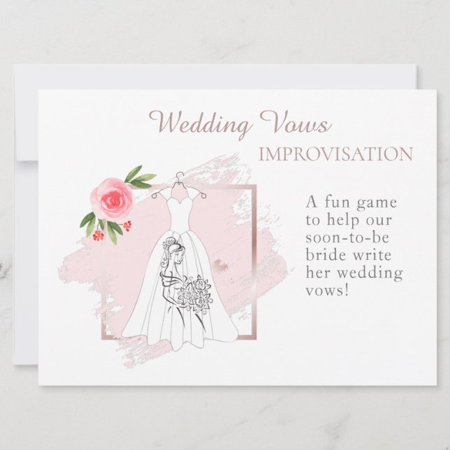 Carte Élégante Fête des mariées Vows jeu d'improvisation (Dos)