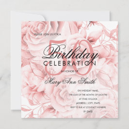 Carte Élégante fête du 50e anniversaire Floral Rose Gold