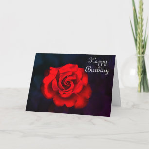 Carte Elégante Fleur Rouge Rose Anniversaire