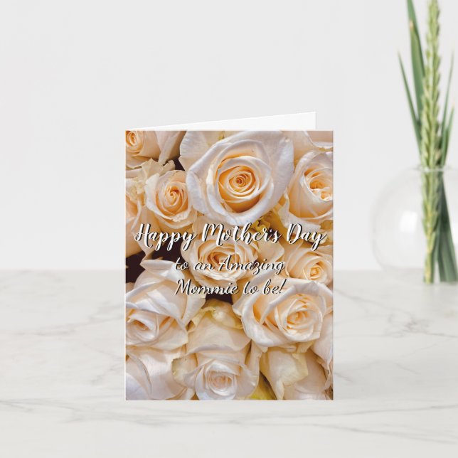 Carte Elégante Floral Roses Blanches Mère pour être ence (Devant)