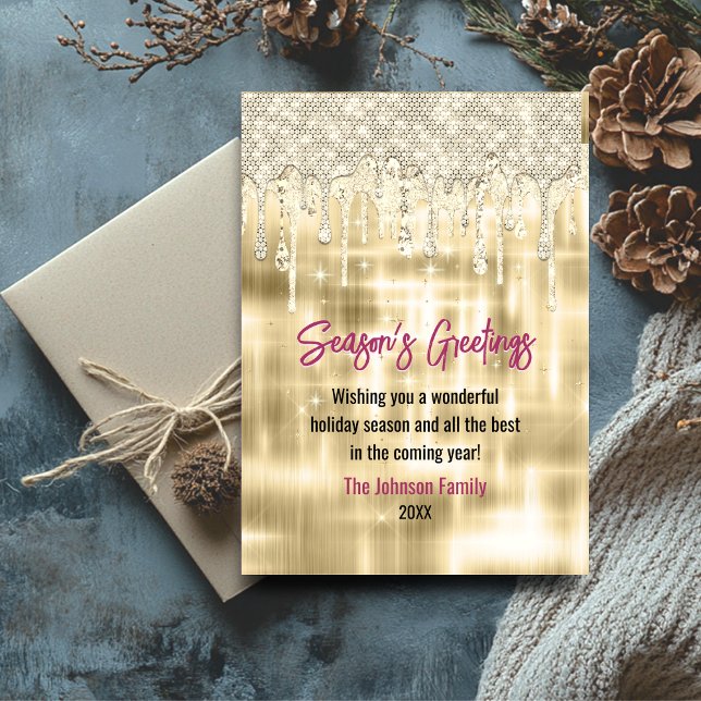 Carte Elégante gouttes d'or parties scintillant Noël Nou (Créateur téléchargé)