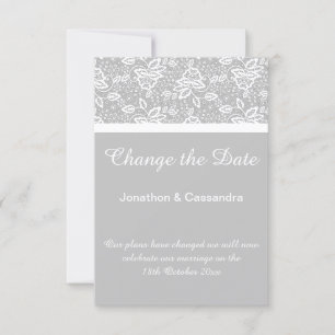 CARTE ÉLÉGANTE LACE BLANCHE EN ARGENT MODIFIER LA DATE