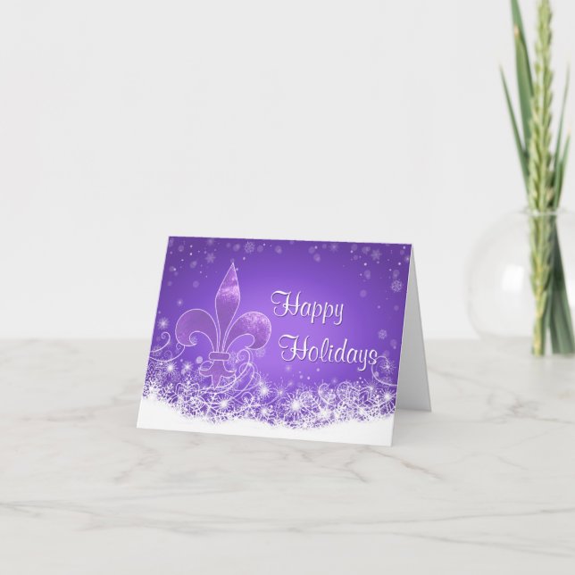 Carte Élégante Lavande Fleur de lis Fête des Flammes de  (Devant)
