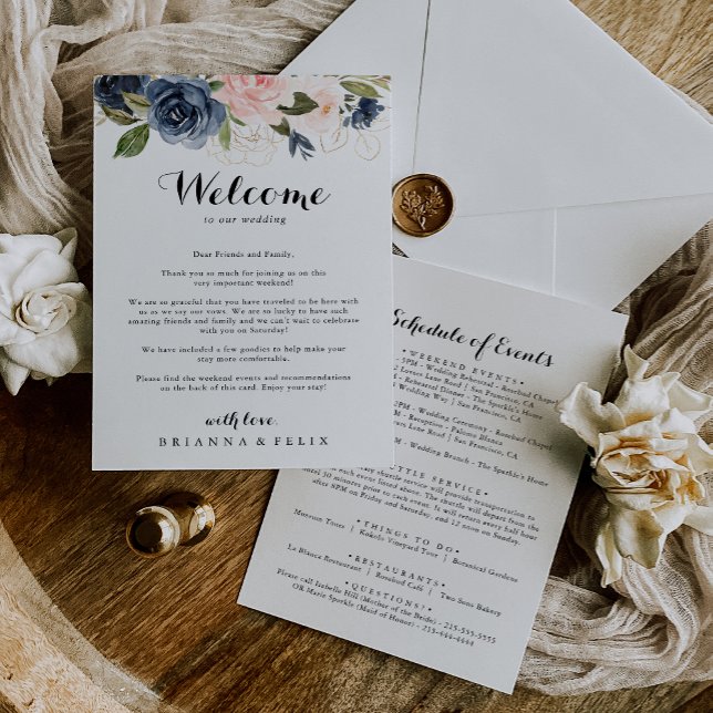 Carte Élégante lettre de bienvenue du Mariage Floral d'h (Créateur téléchargé)