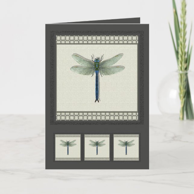 Carte Élégante libellule bleue (Devant)