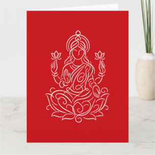 Carte Elégante ligne d'art de la déesse Lakshmi sur Lotu